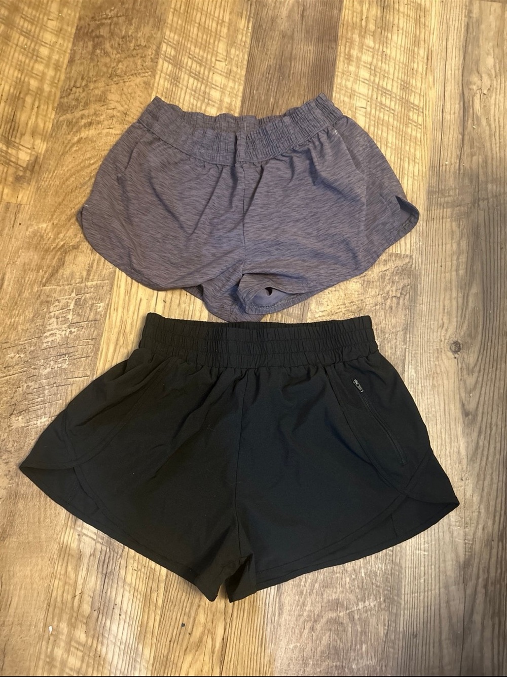 2 pairs Women's Black Athletic Shorts with Elastic Waistband